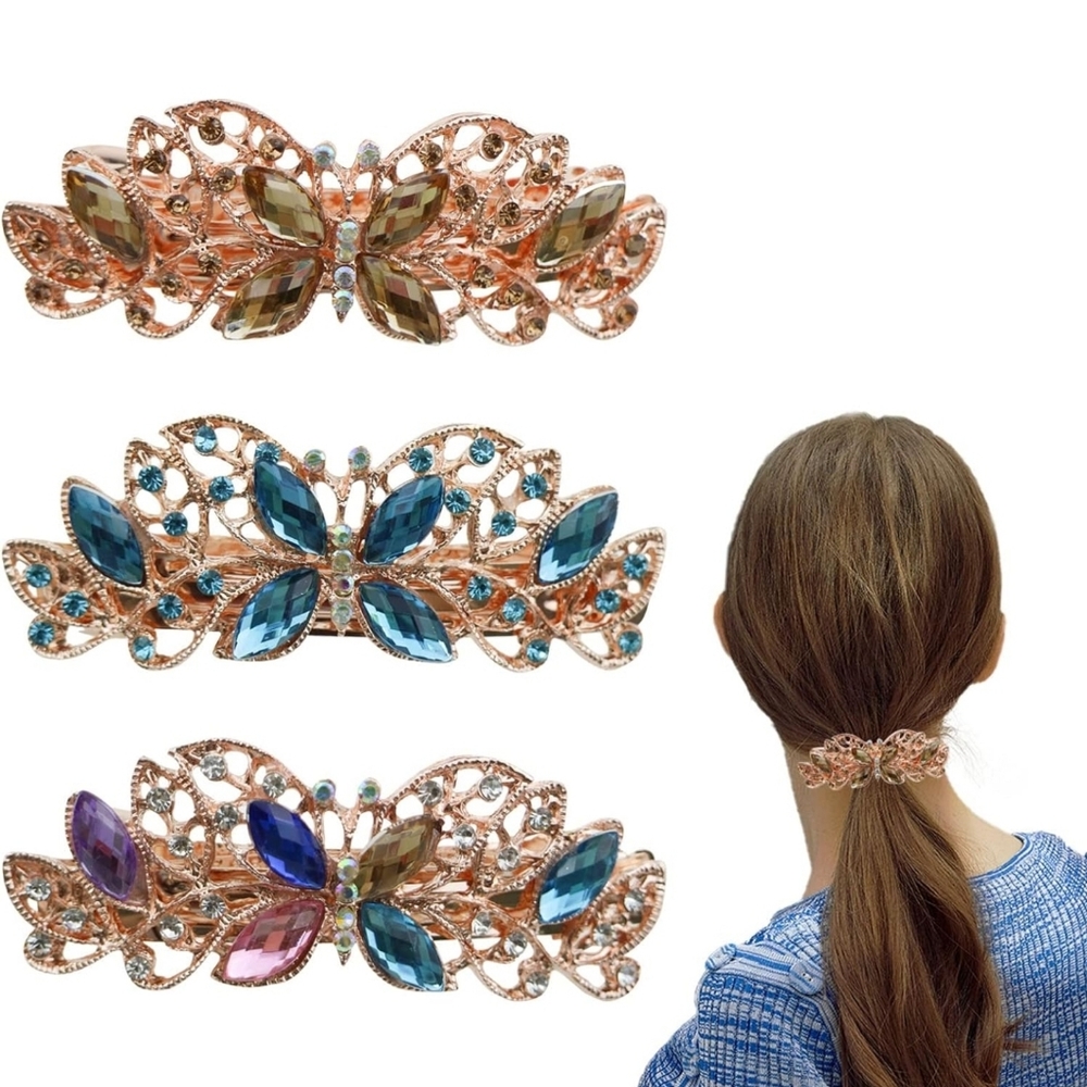 3 PACK Butterfly Metal Hair Clips Glitter Hair Barrettes Butterfly Hair Clip